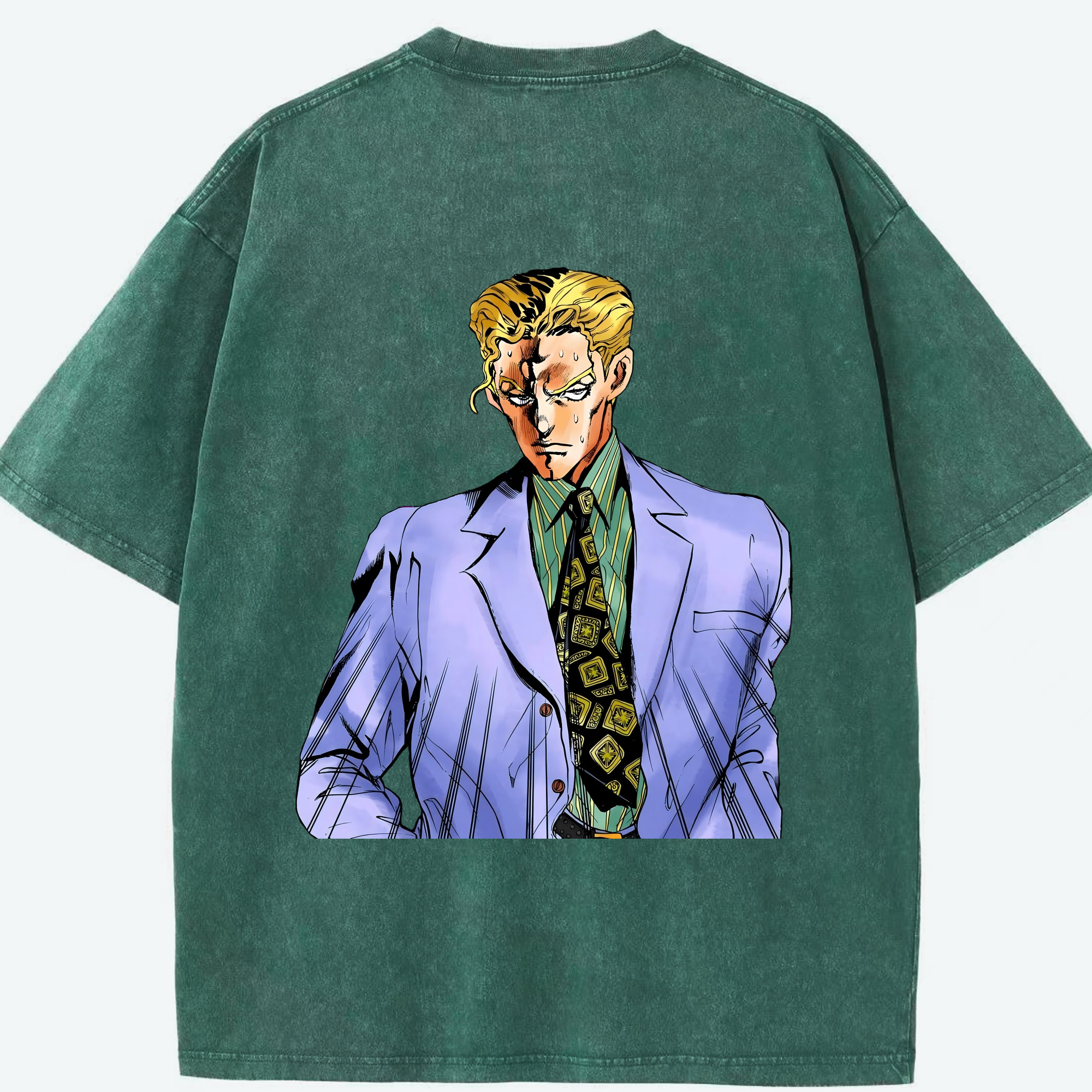 （画像用） ジョジョの奇妙な冒険 きら よしかげ JoJo's Bizarre Adventure Kira Yoshikage 綿100% ヴィンテージ風 半袖Tシャツ（背面プリント）